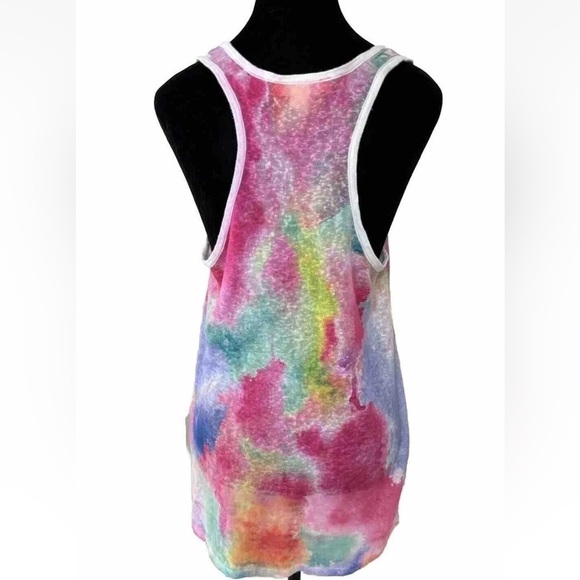 Rainbow Brand Tunic Tank Top M Linen Cotton Racerback Scoop Neck Tie Dye Pink - Picture 2 of 6